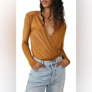 Free People Turnt Bodysuit - Size XS - Golden Nugget - NWT